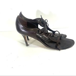 Manolo Blahnik brown leather sandal heels size 39